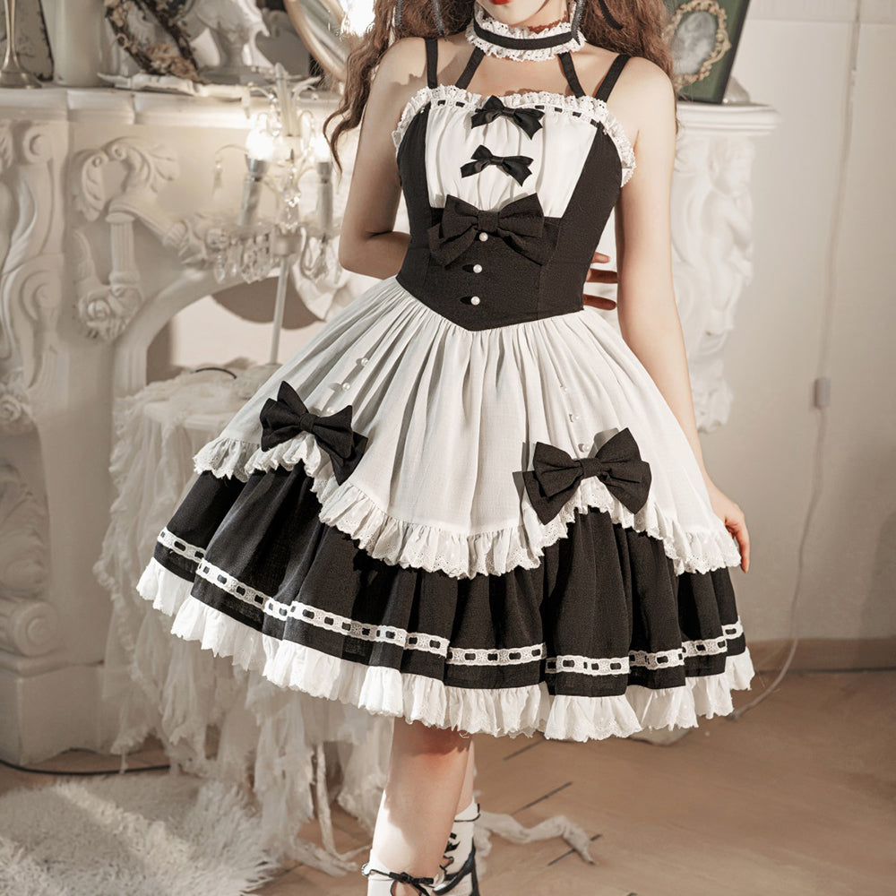 Lolita Halloween Gothic COS maid dress LS0888