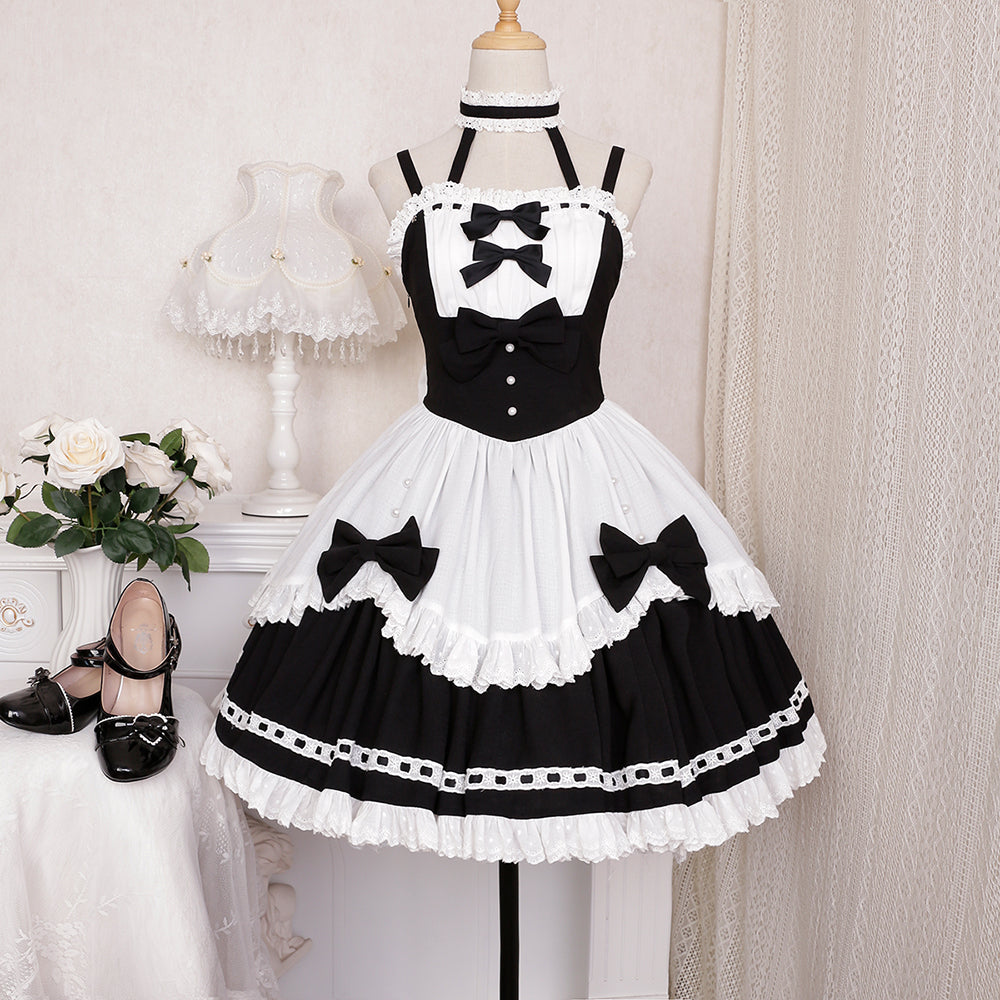 Lolita Halloween Gothic COS maid dress LS0888