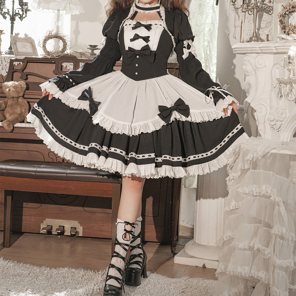 Lolita Halloween Gothic COS maid dress LS0888