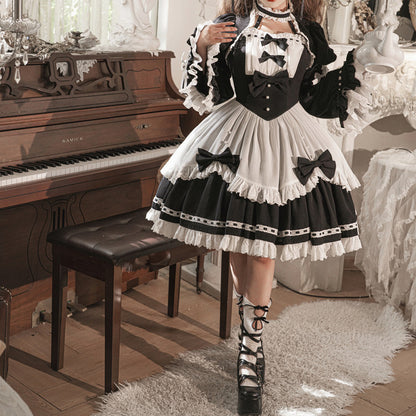 Lolita Halloween Gothic COS maid dress LS0888