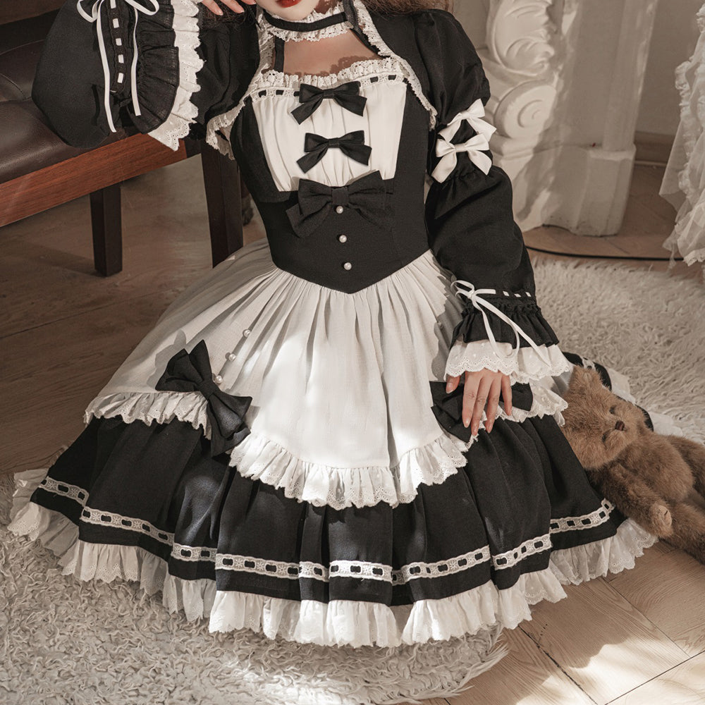 Lolita Halloween Gothic COS maid dress LS0888