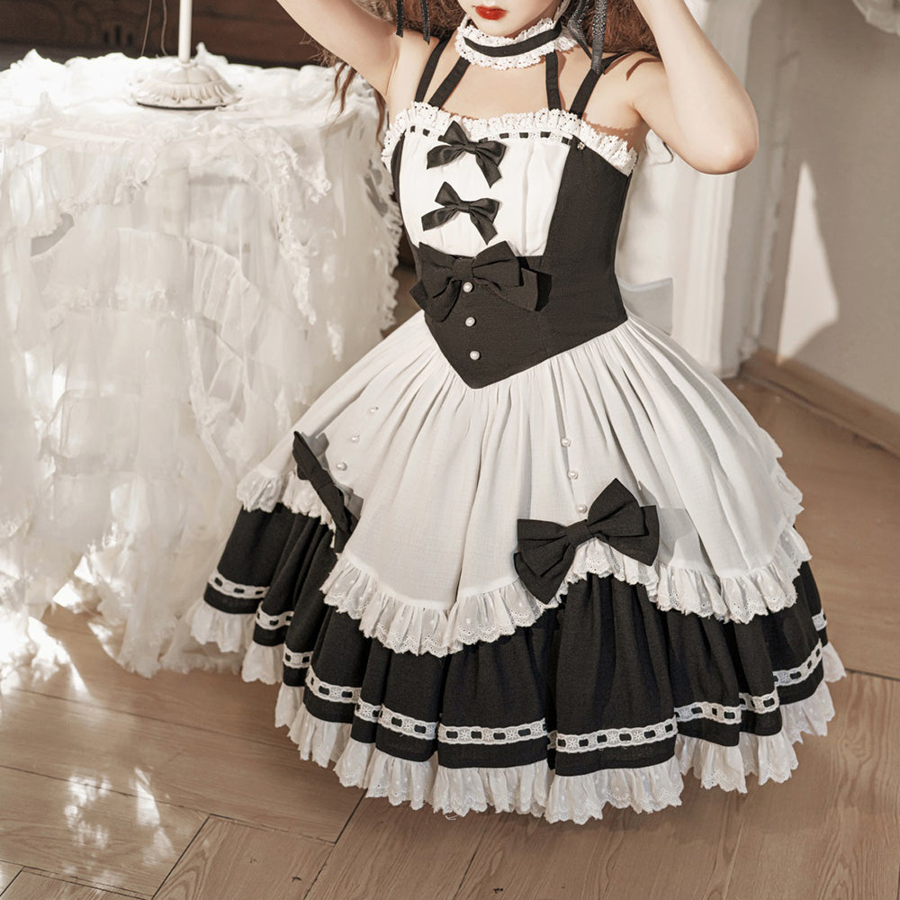 Lolita Halloween Gothic COS maid dress LS0888