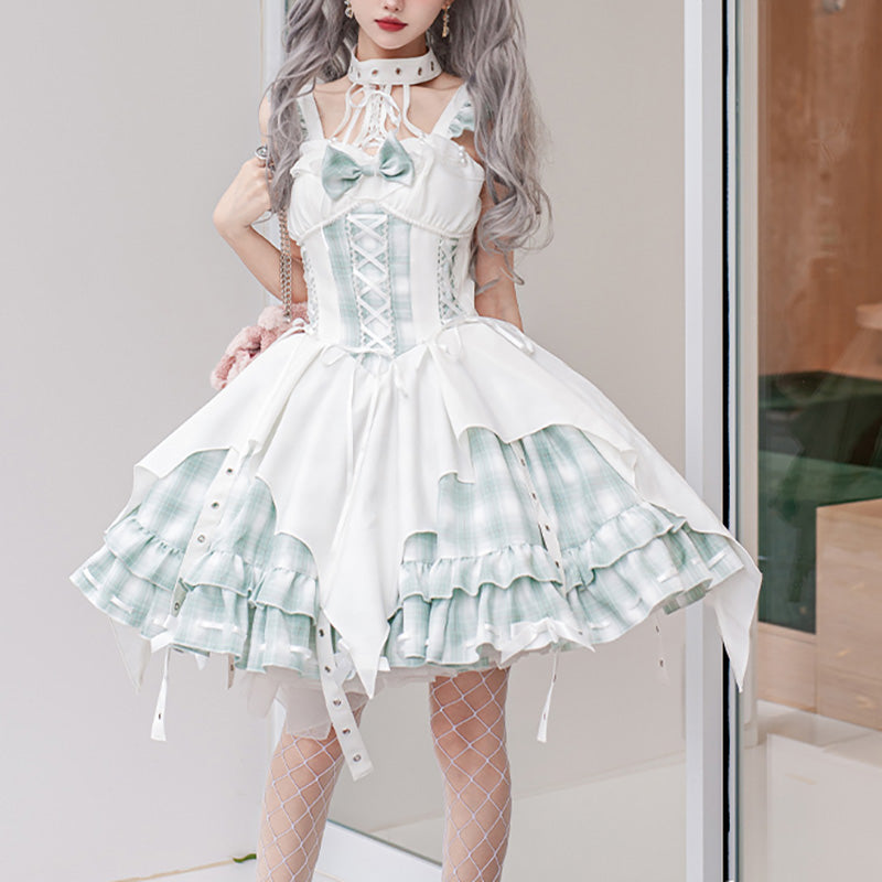 Lolita Punk Rock Y2K Plaid JSK Dress LS0862