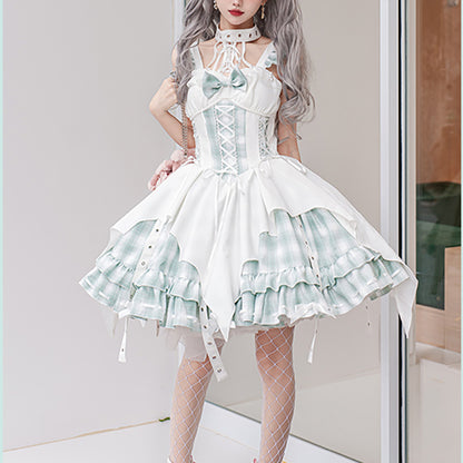 Lolita Punk Rock Y2K Plaid JSK Dress LS0862