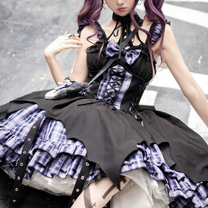 Lolita Punk Rock Y2K Plaid JSK Dress LS0862