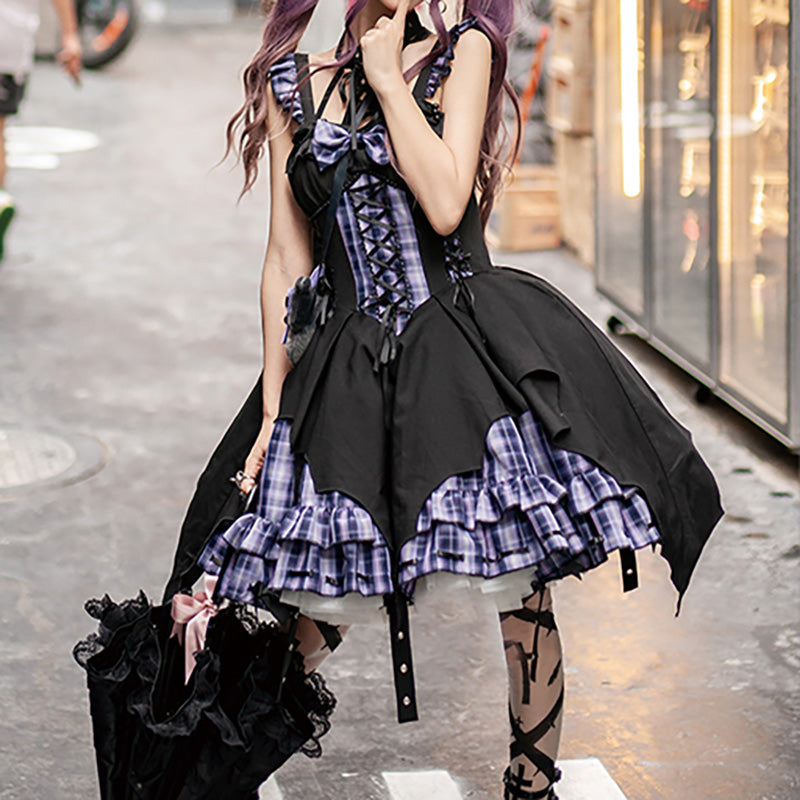 Lolita Punk Rock Y2K Plaid JSK Dress LS0862