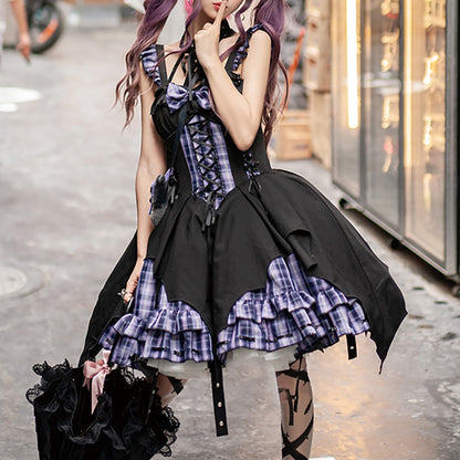 Lolita Punk Rock Y2K Plaid JSK Dress LS0862