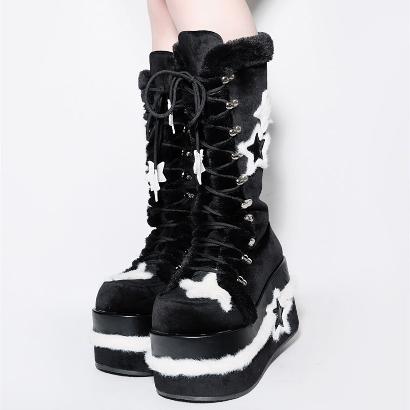 Lolita Punk Y2K Fluffy Boots LS0881