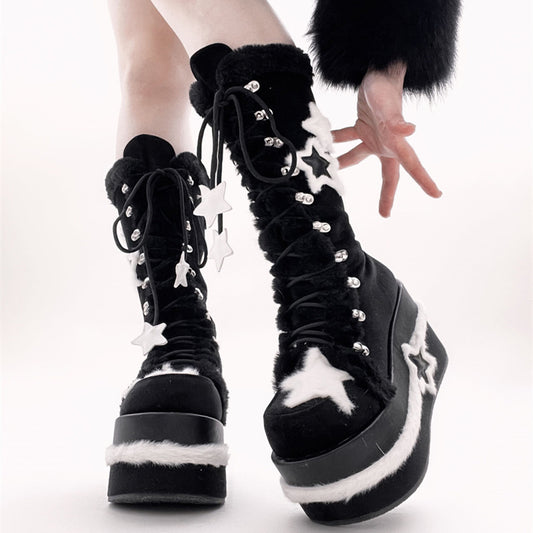 Lolita Punk Y2K Fluffy Boots LS0881