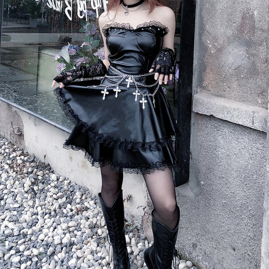 Lolita Punk Gothic PU Dress LS0832