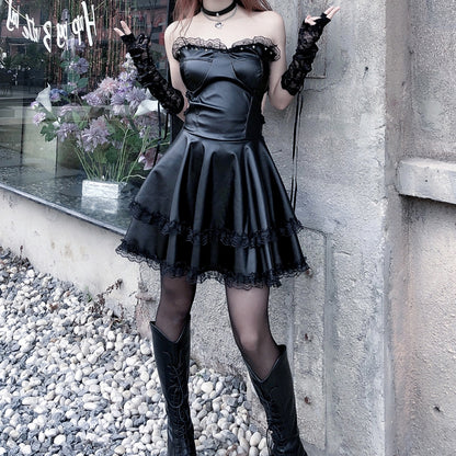 Lolita Punk Gothic PU Dress LS0832