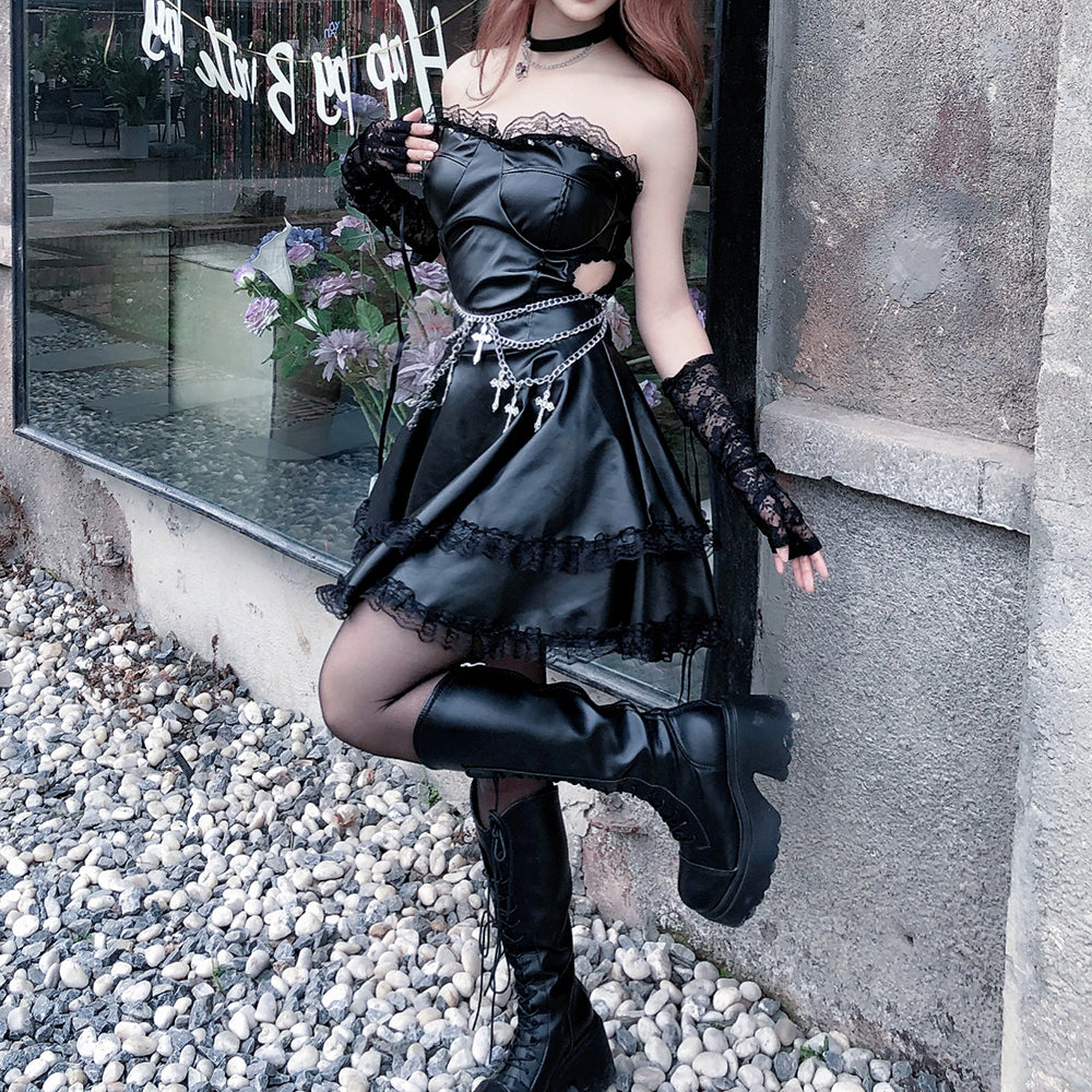 Lolita Punk Gothic PU Dress LS0832