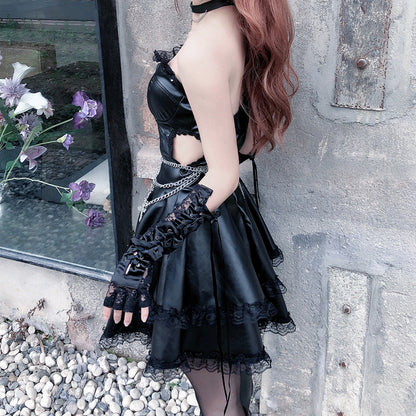 Lolita Punk Gothic PU Dress LS0832