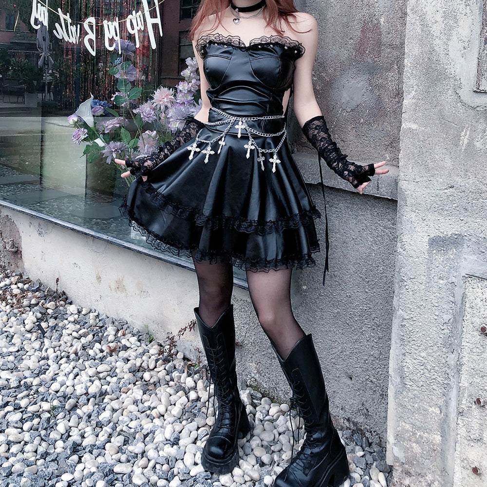 Lolita Punk Gothic PU Dress LS0832