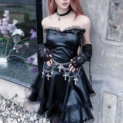 Lolita Punk Gothic PU Dress LS0832