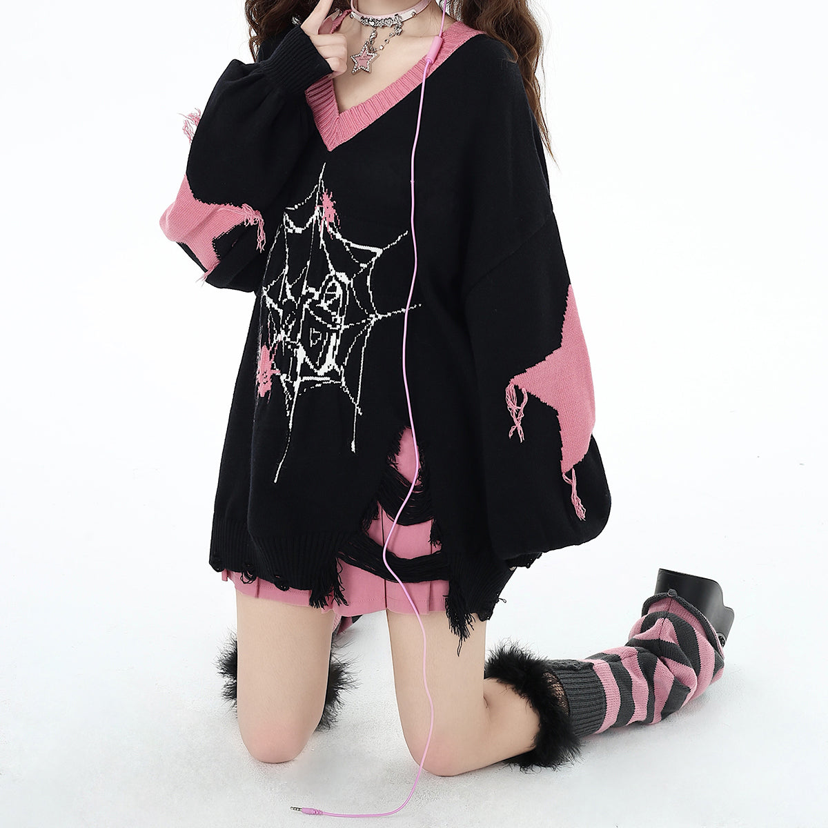 Lolita punk star knitted sweater LS0790