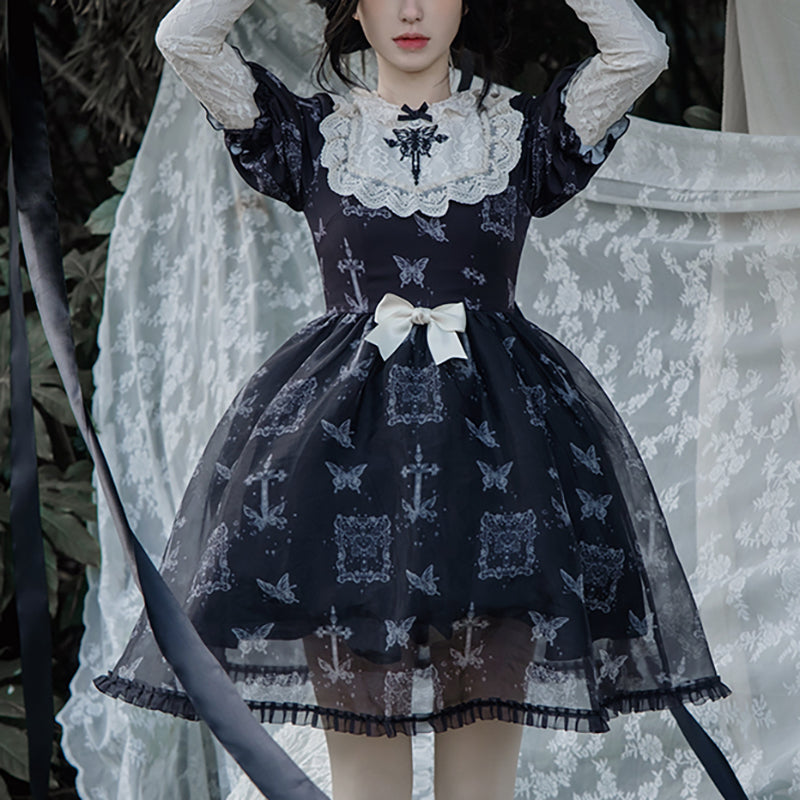 Lolita gothic embroidered punk dress LS0609