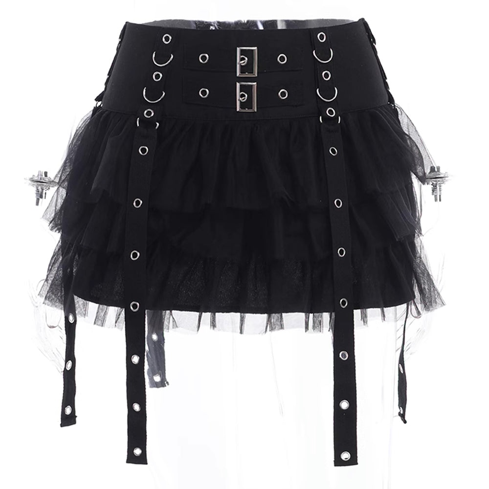 Lolita punk goth mesh skirt LS0616