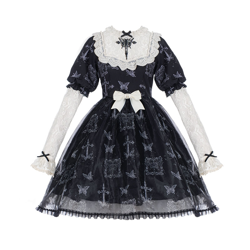 Lolita punk bow OP dress LS0815