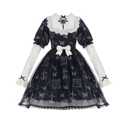 Lolita punk bow OP dress LS0815