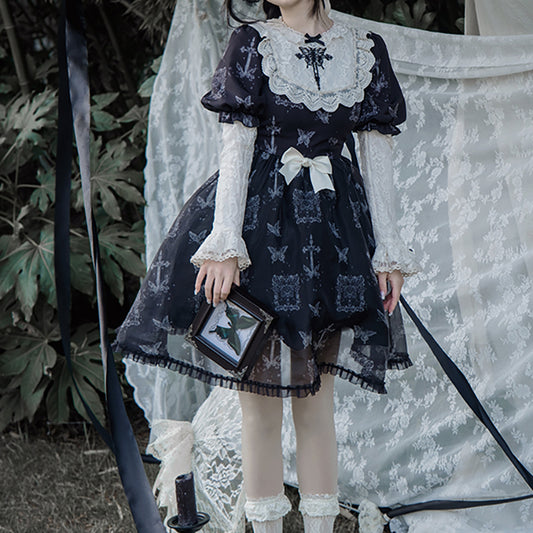 Lolita punk bow OP dress LS0815