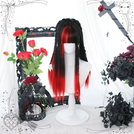 Lolita dark Y2K long straight hair LS0816