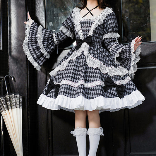 Lolita gothic plaid dress LS0800