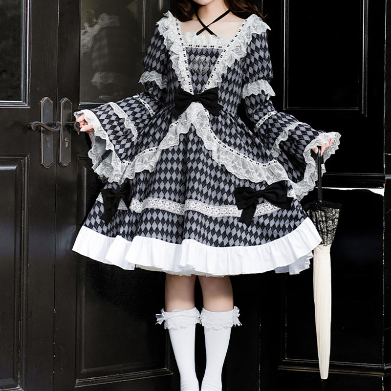 Lolita gothic plaid dress LS0800