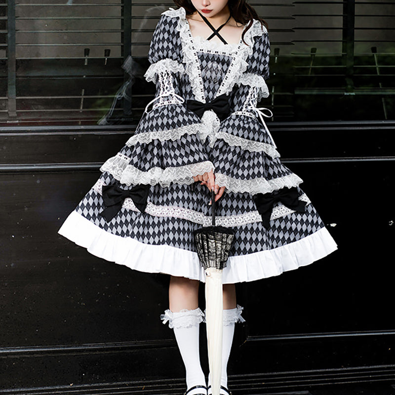 Lolita gothic plaid dress LS0800