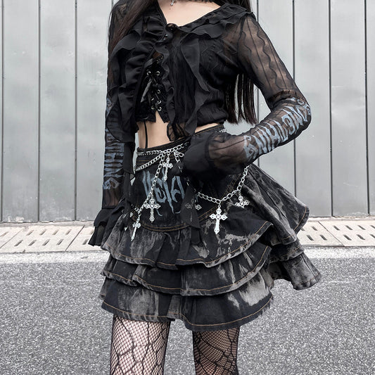 Lolita rock Y2K skirt LS0825