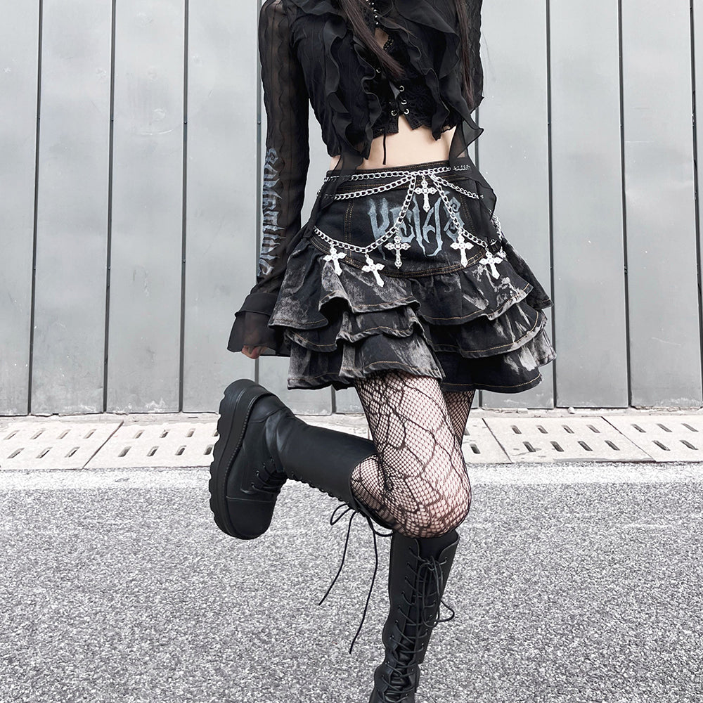 Lolita rock Y2K skirt LS0825