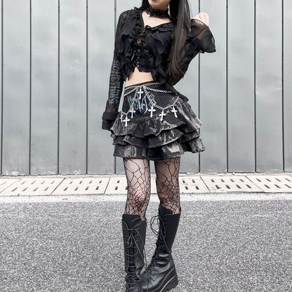 Lolita rock Y2K skirt LS0825