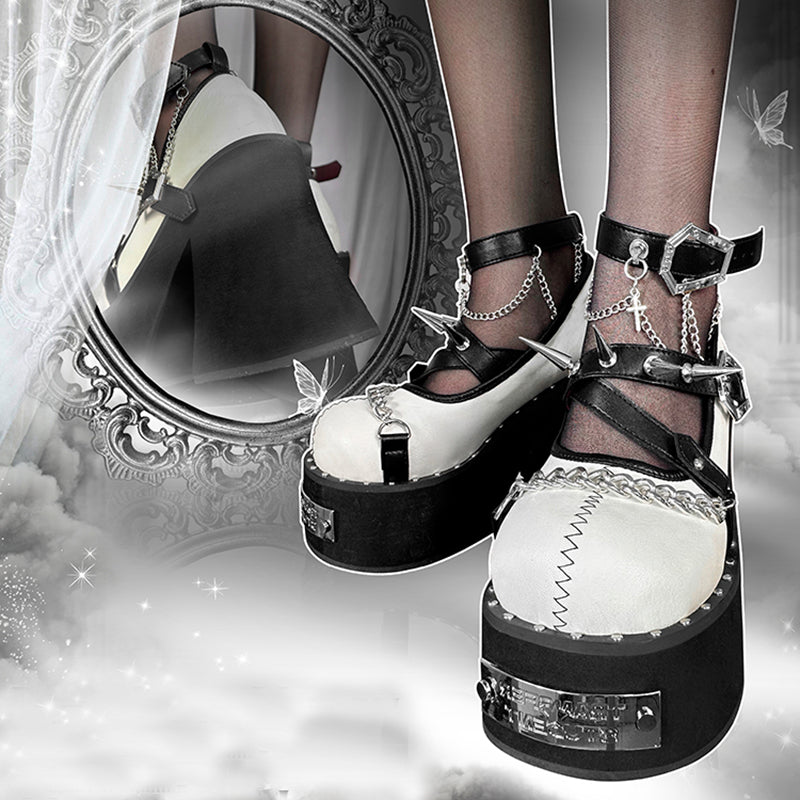 Lolita punk y2k rivet shoes LS0547