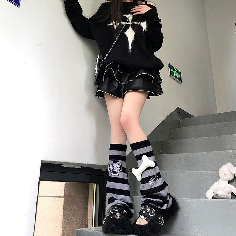 Lolita skull punk cross y2k socks LS0478 – Lolilita Store