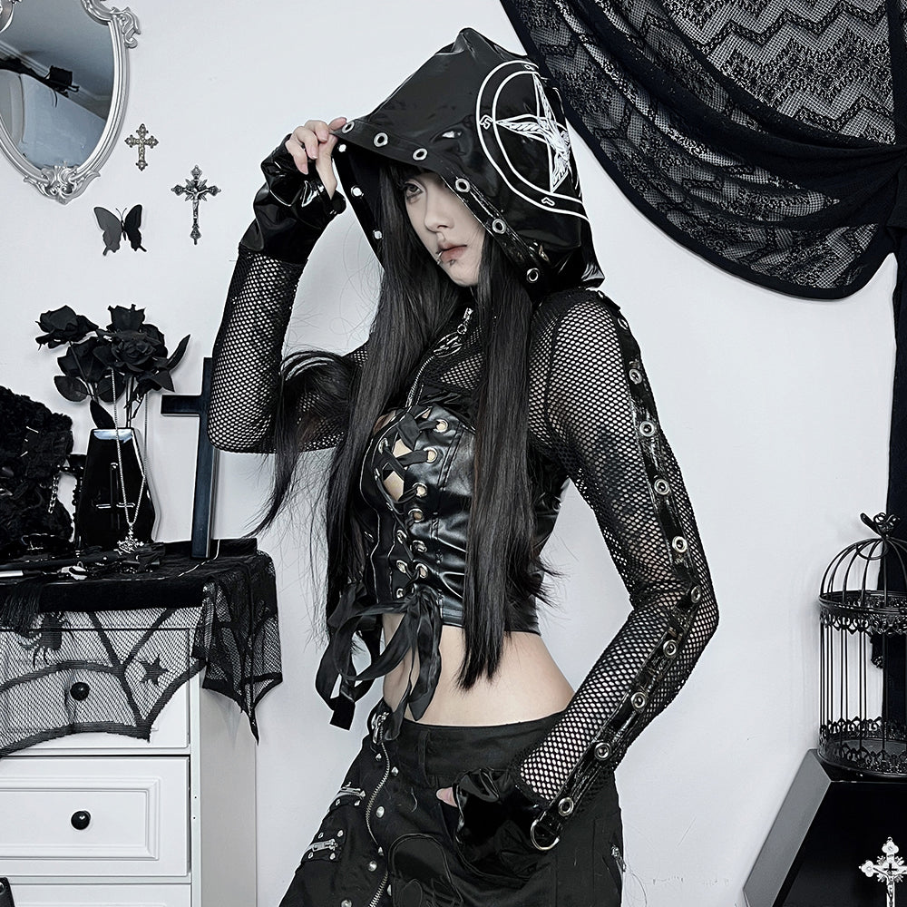 Lolita Goth Y2K Hooded Blouse LS0628