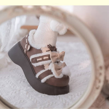 Lolita Bow Fur Shoes LS0091