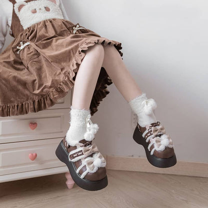 Lolita Bow Fur Shoes LS0091