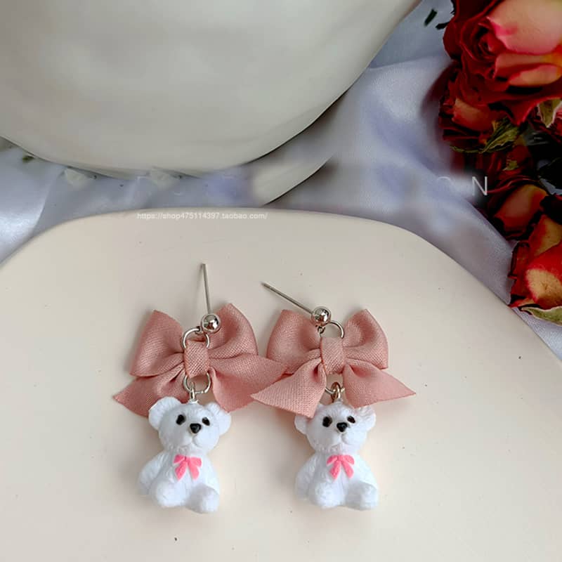 Lolita bear bow earrings LS0189