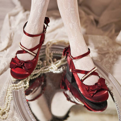 Sweet Lolita Bow Ribbon Shoes LS0238