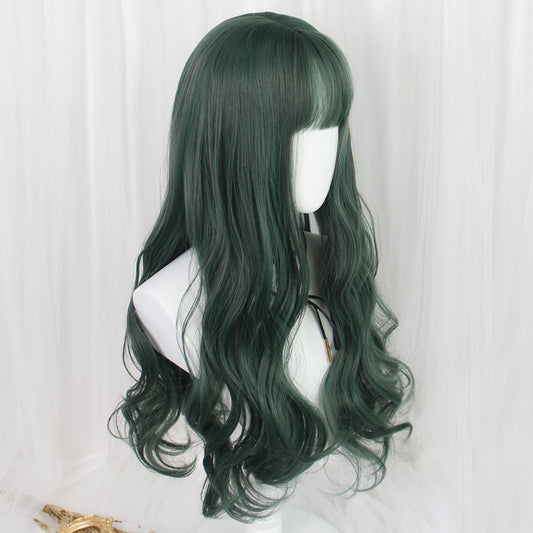 Lolita Linen Green Big Wavy Curly Wig LS0348